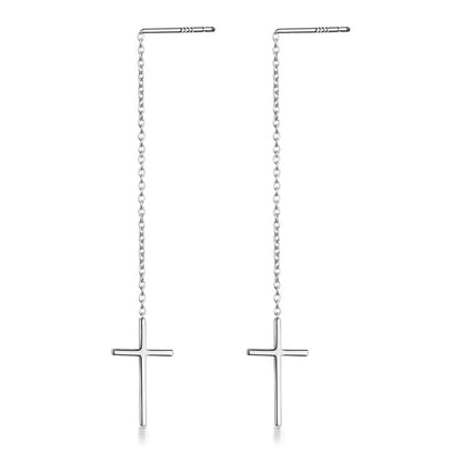 Aretes Largos Cruz con Cadenas