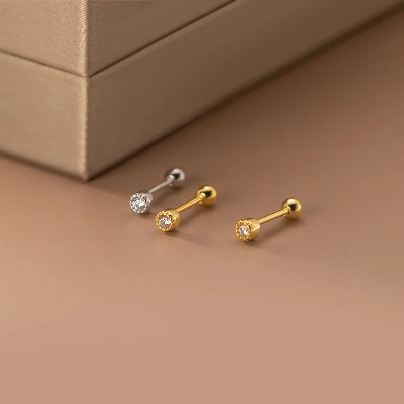 Aretes Zirconia Blanca con Rosca