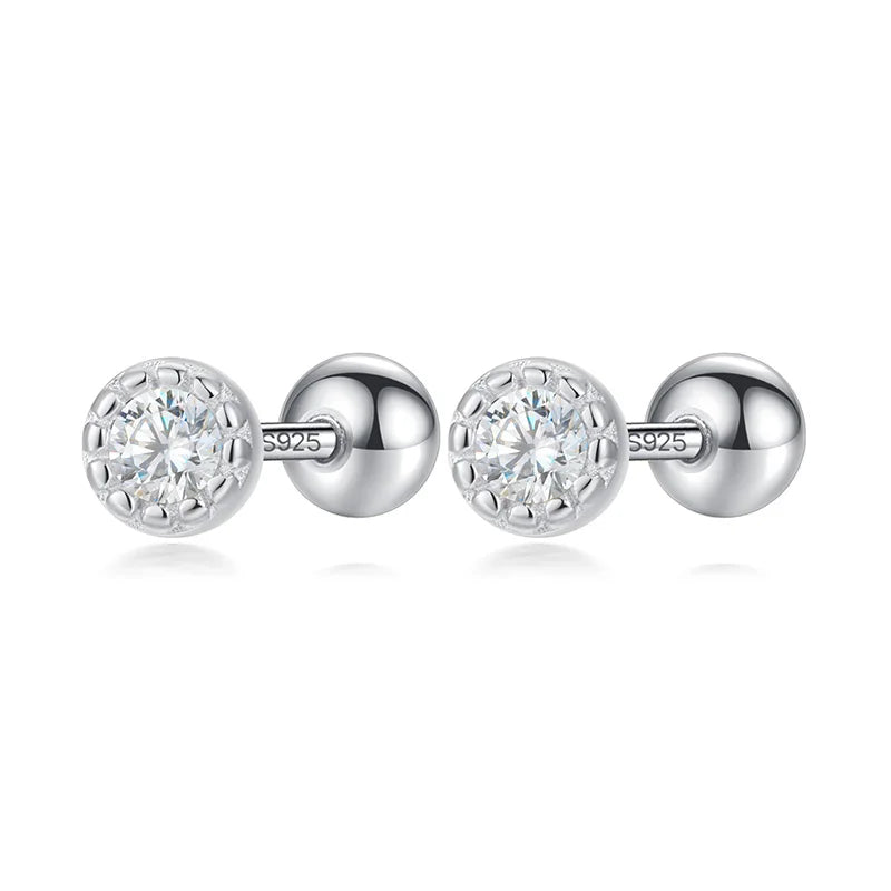 Aretes Zirconia Blanca con Rosca