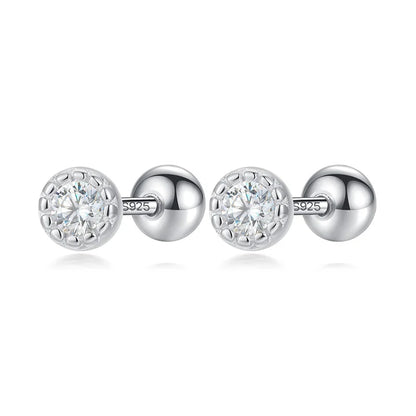 Aretes Zirconia Blanca con Rosca