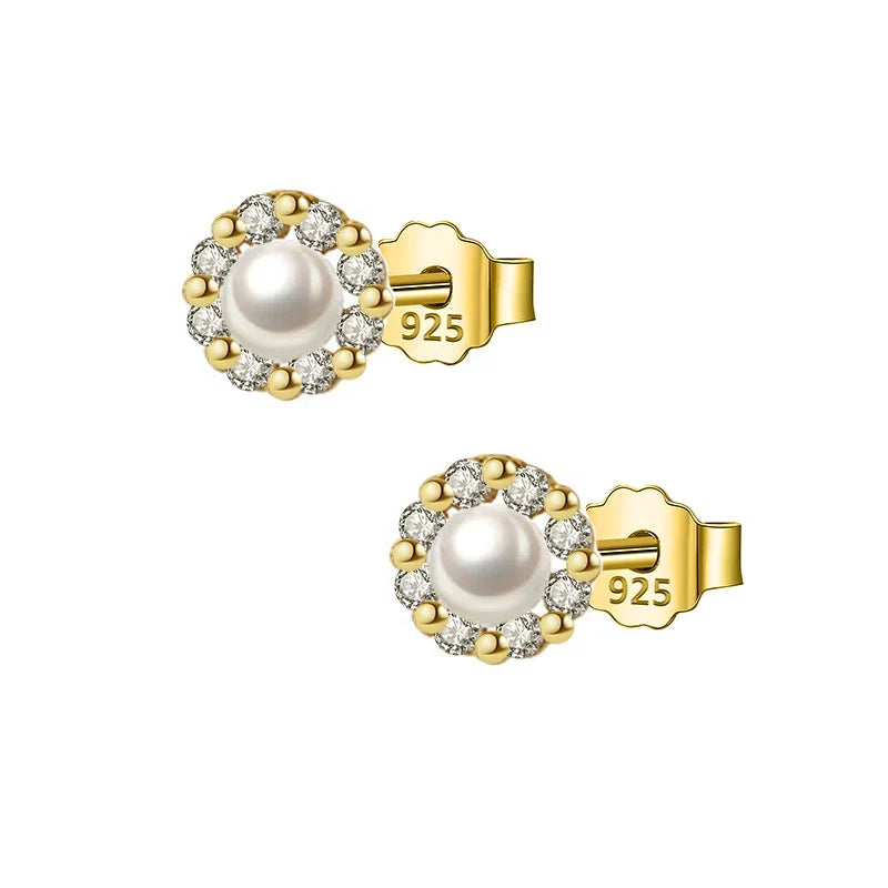 Aretes Perla de Agua Dulce con Zirconias
