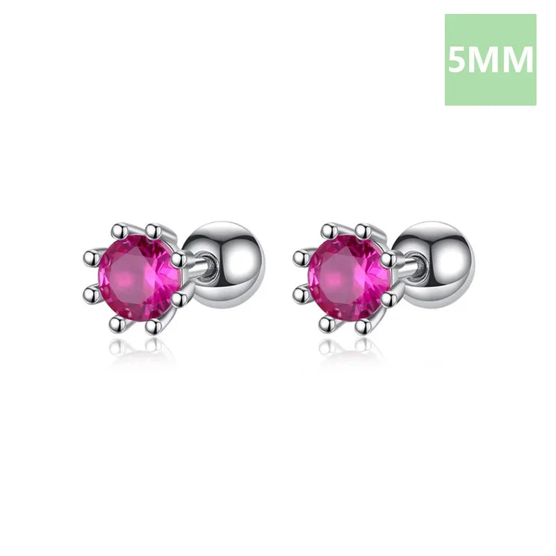 Aretes Zirconia Roja de Ocho Garras