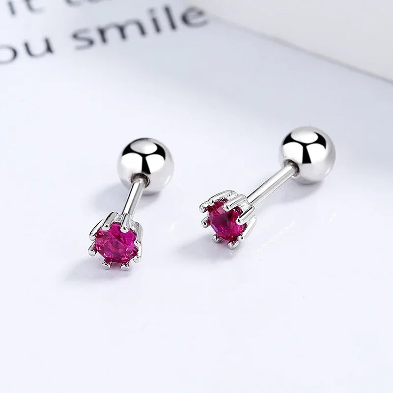 Aretes Zirconia Roja de Ocho Garras