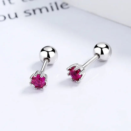Aretes Zirconia Roja de Ocho Garras
