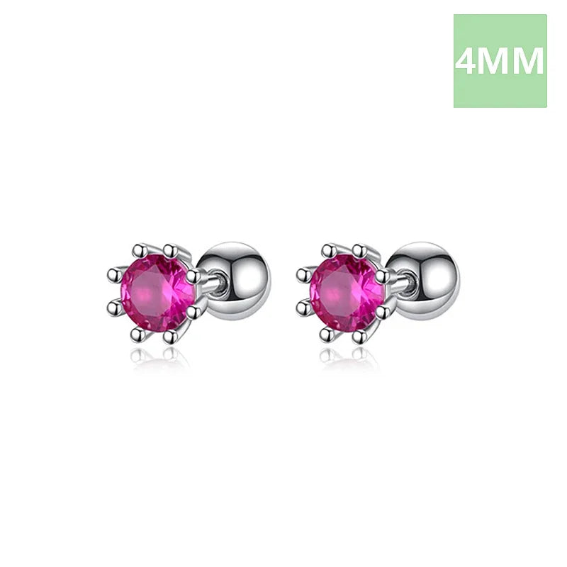 Aretes Zirconia Roja de Ocho Garras