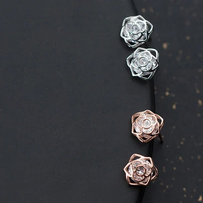 Aretes Forma de Rosa con Zirconias
