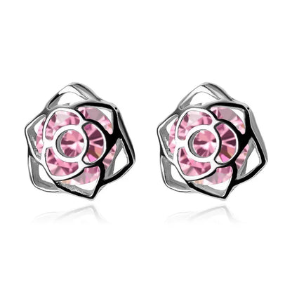 Aretes Forma de Rosa con Zirconias