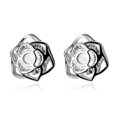 Aretes Forma de Rosa con Zirconias