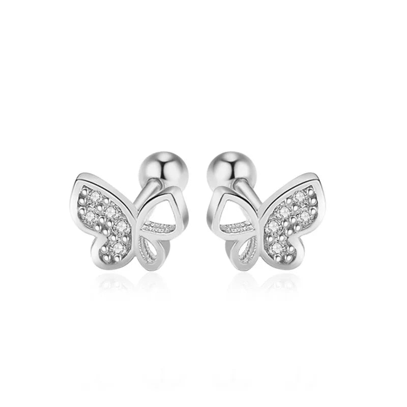 Aretes Mariposa con Zirconias en Tres Tonos
