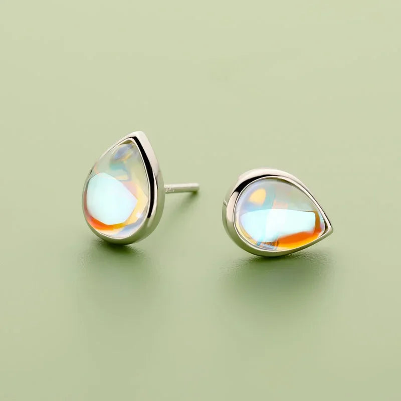 Aretes Gota con Piedra Luna