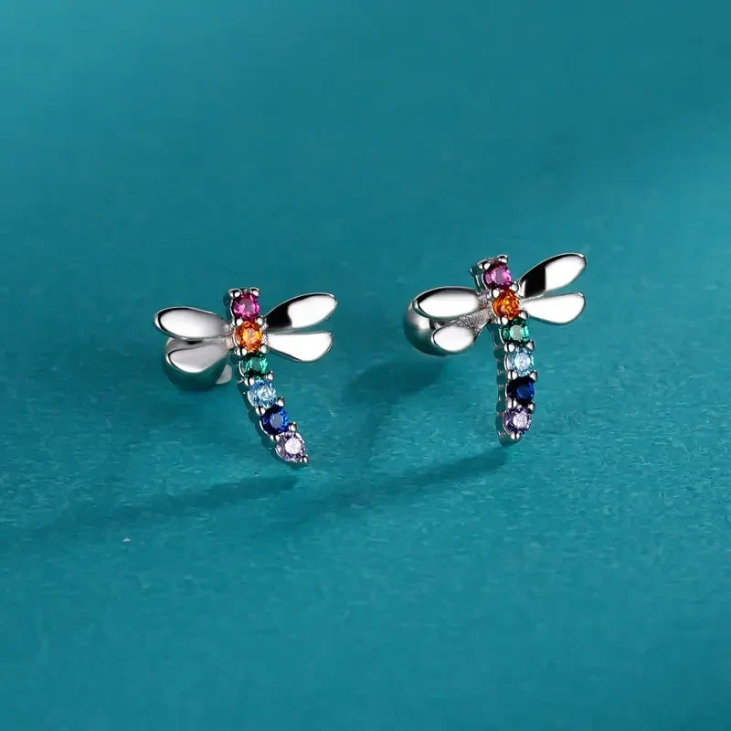 Aretes Libélula con Zirconias y Rosca