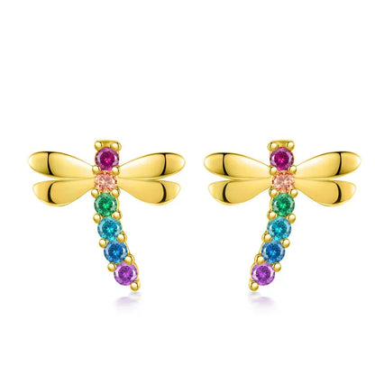 Aretes Libélula con Zirconias y Rosca