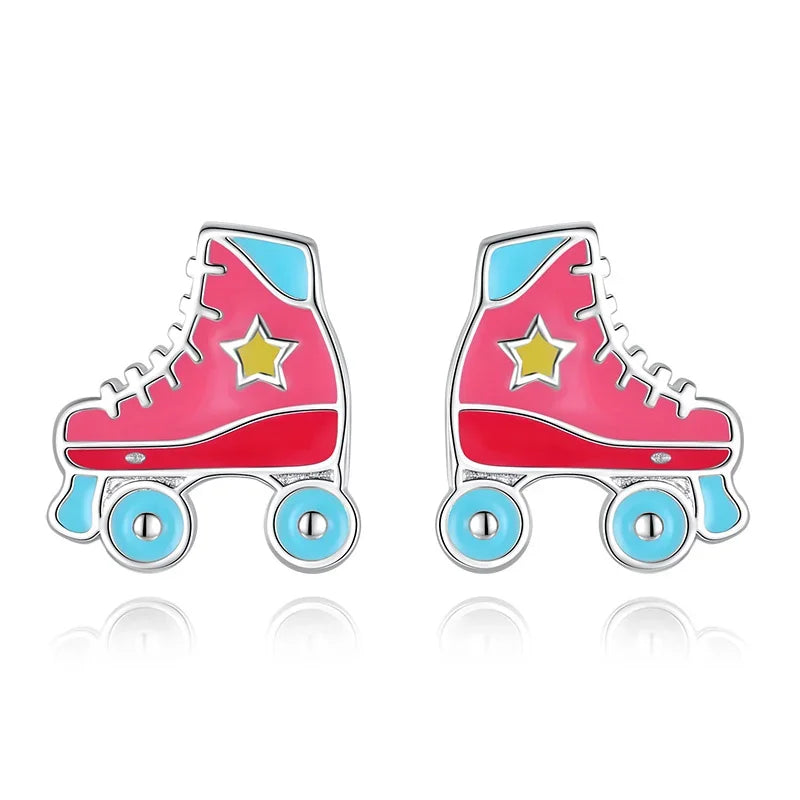 Aretes Patines Esmaltados
