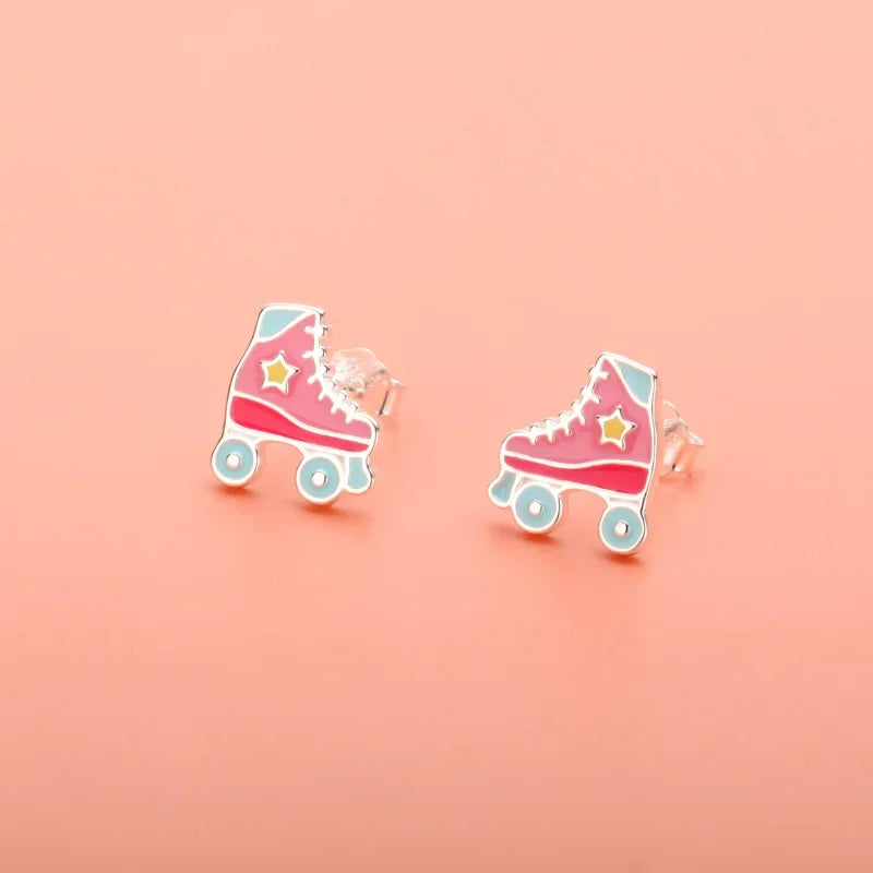 Aretes Patines Esmaltados