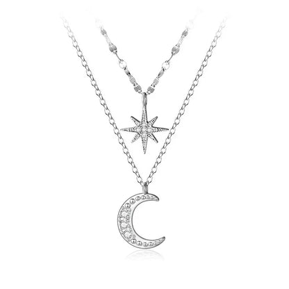 Collar Choker Doble con Luna y Estrella