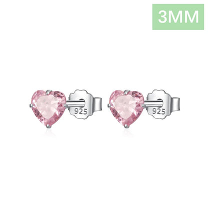 Aretes Corazón Rosa con Zirconia