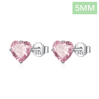 Aretes Corazón Rosa con Zirconia