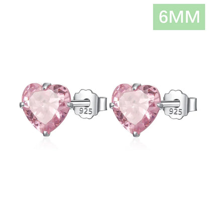 Aretes Corazón Rosa con Zirconia