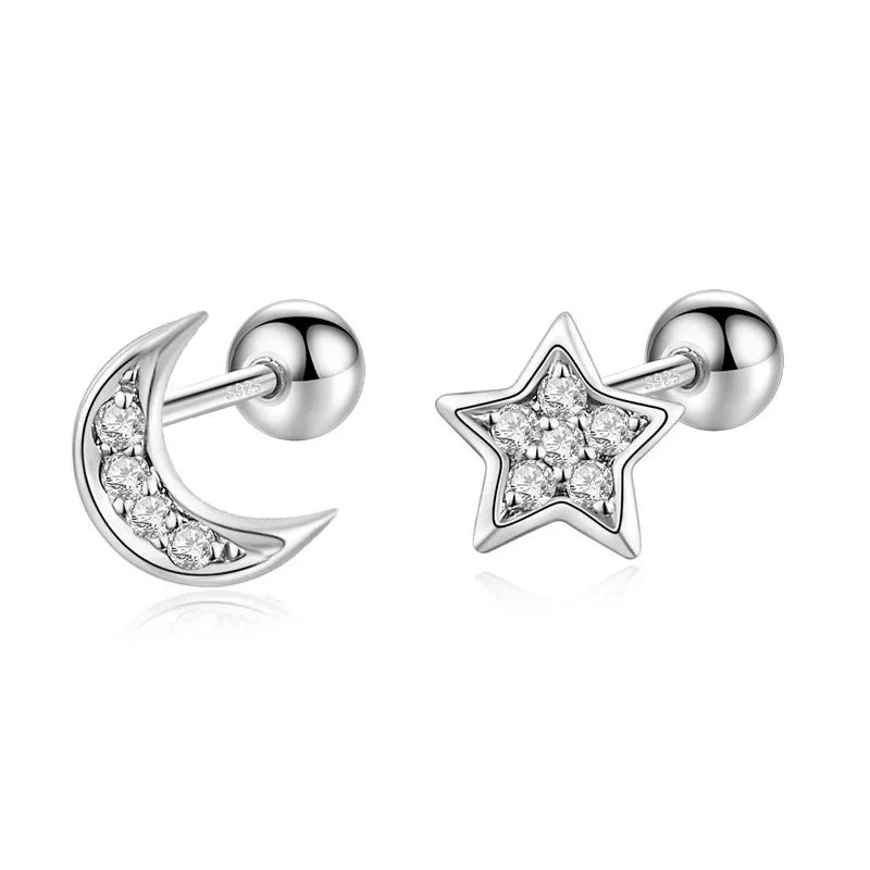 Aretes Luna y Estrella con Rosca