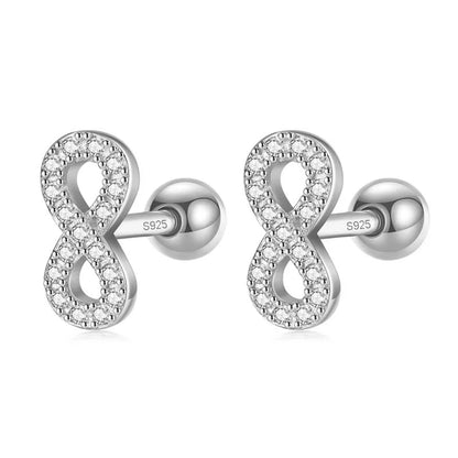 Aretes Infinito con Zirconias y Rosca