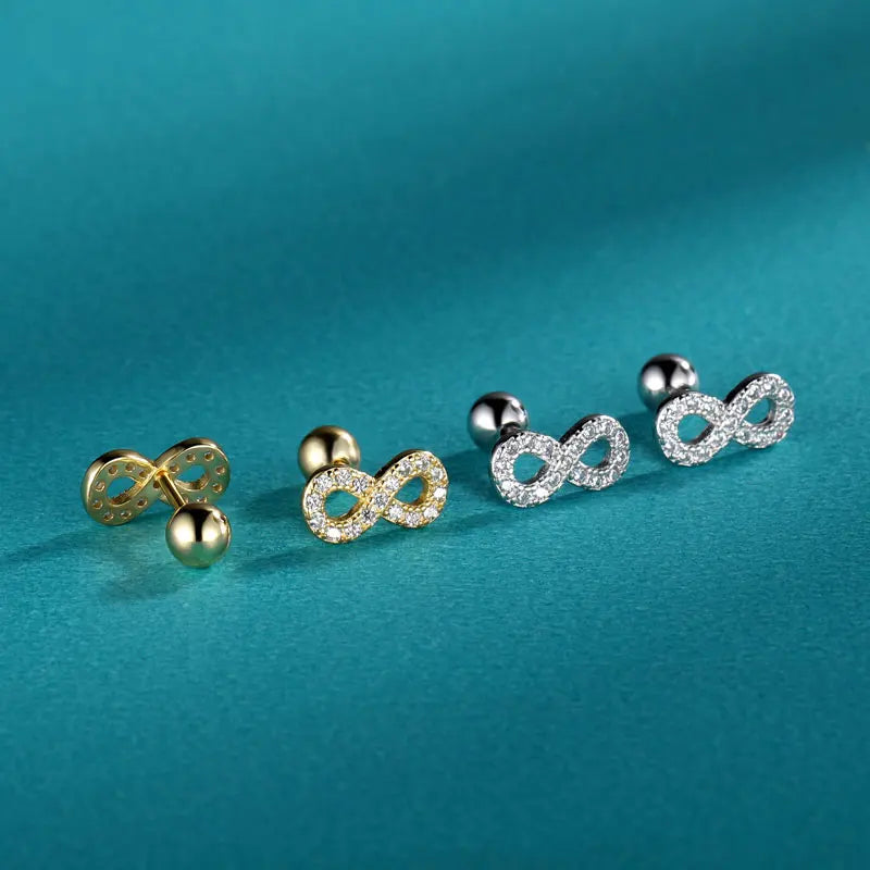 Aretes Infinito con Zirconias y Rosca