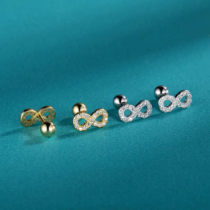 Aretes Infinito con Zirconias y Rosca