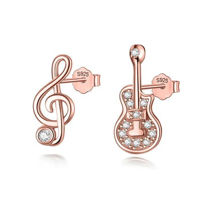 Aretes Asimétricos Guitarra y Nota Musical