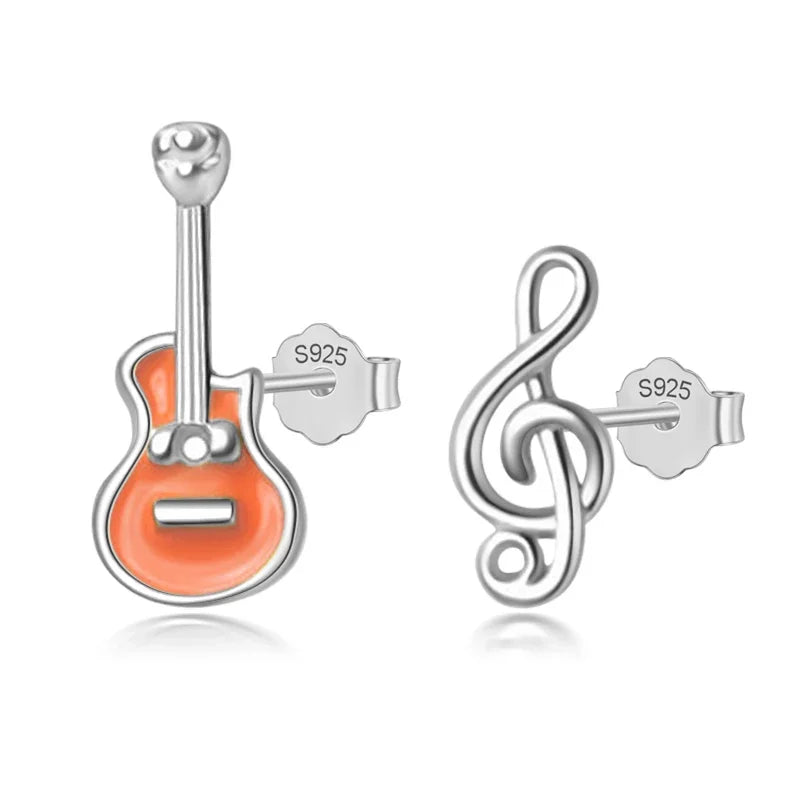 Aretes Asimétricos Guitarra y Nota Musical