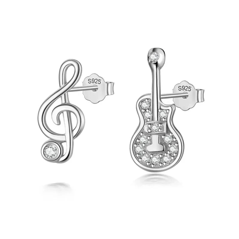 Aretes Asimétricos Guitarra y Nota Musical
