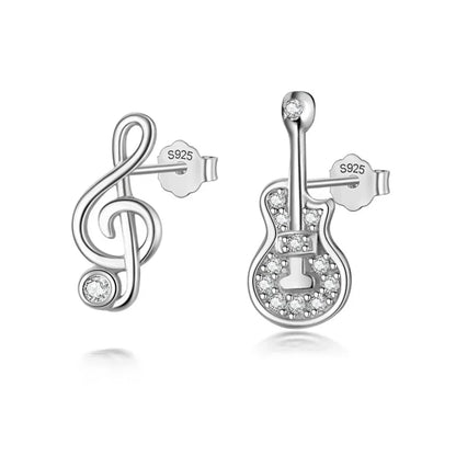 Aretes Asimétricos Guitarra y Nota Musical