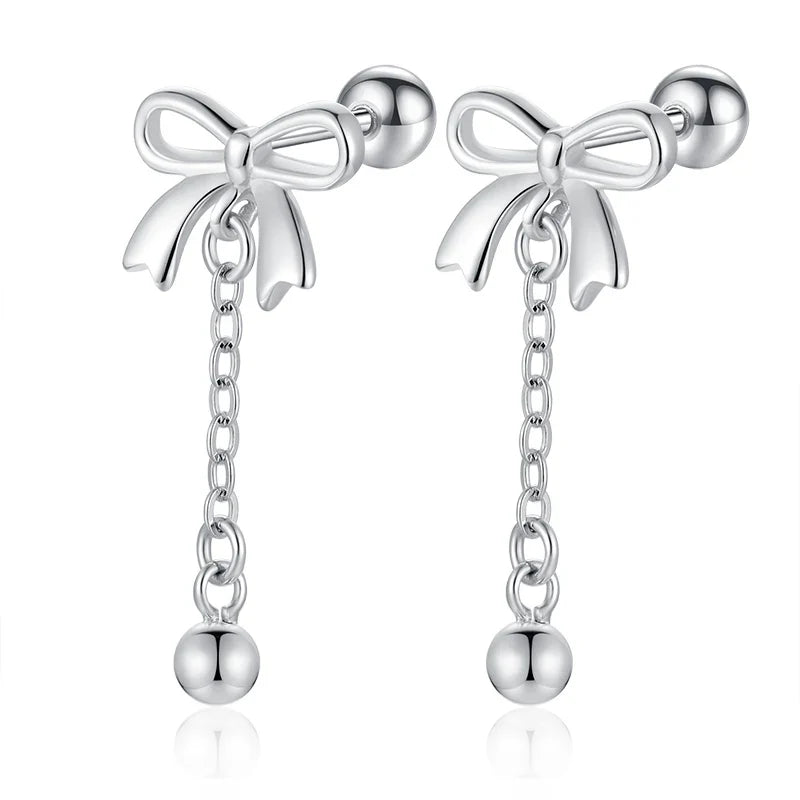 Aretes Moño con Bolitas Colgantes