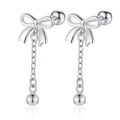Aretes Moño con Bolitas Colgantes