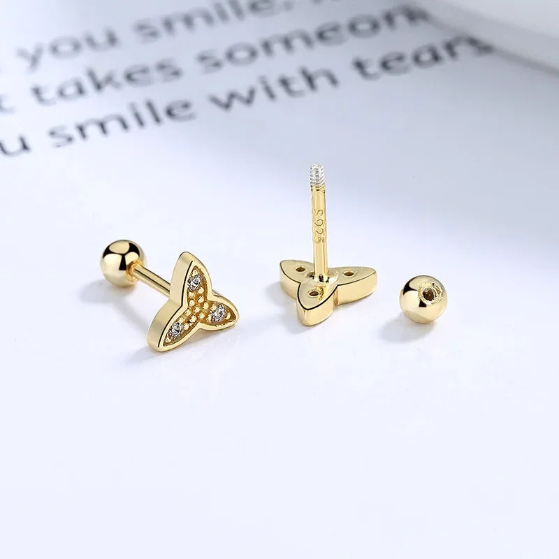 Aretes Flor con Zirconia de Rosca