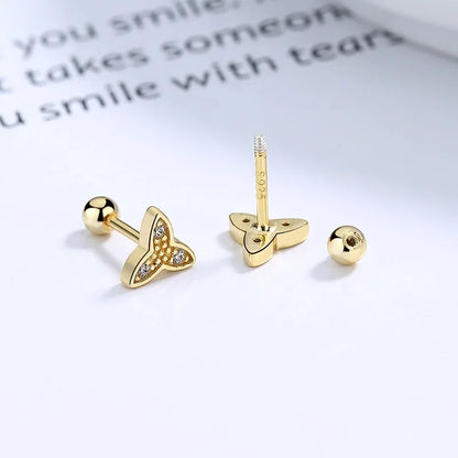 Aretes Flor con Zirconia de Rosca