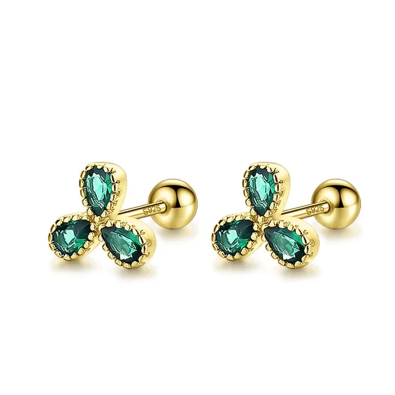 Aretes Flor con Zirconia de Rosca