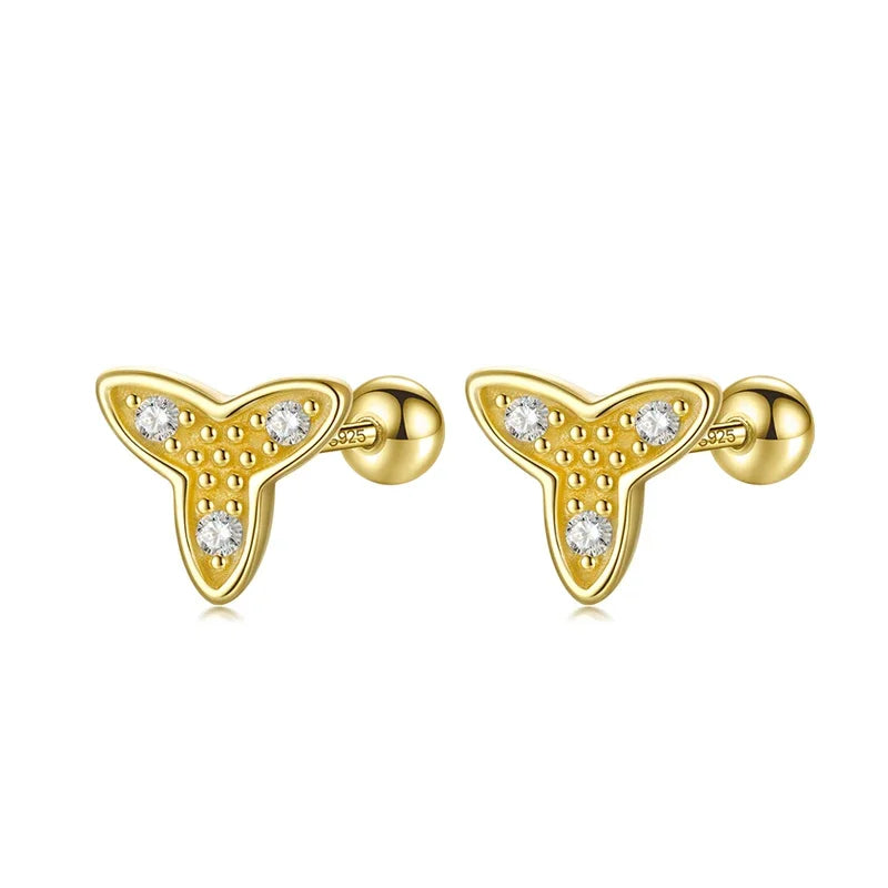 Aretes Flor con Zirconia de Rosca