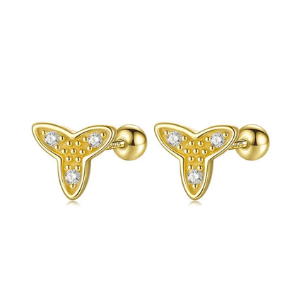 Aretes Flor con Zirconia de Rosca