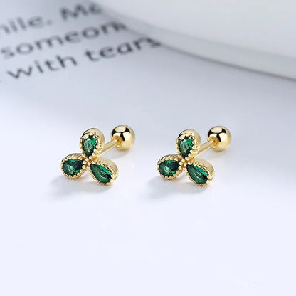 Aretes Flor con Zirconia de Rosca