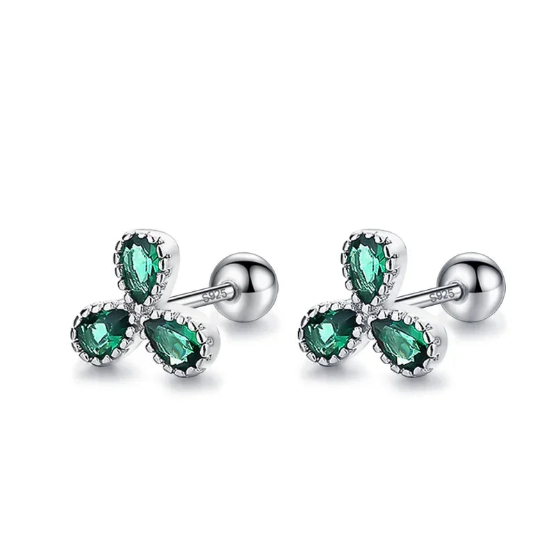 Aretes Flor con Zirconia de Rosca