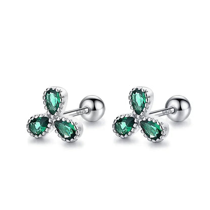Aretes Flor con Zirconia de Rosca