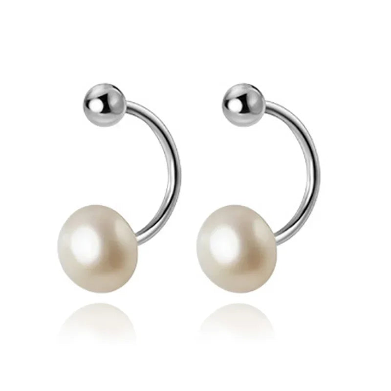 Aretes de Rosca con Perla de Agua Dulce