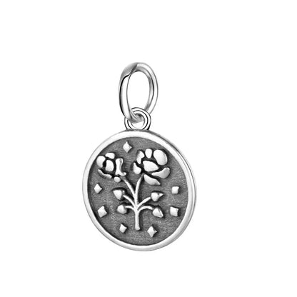 Dije Moneda Geométrica con Flor