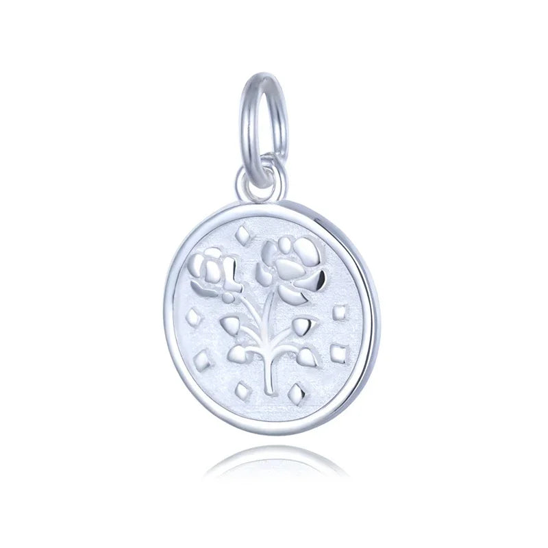 Dije Moneda Geométrica con Flor