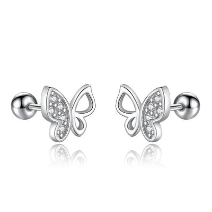Aretes Mariposa con Zirconia de Rosca