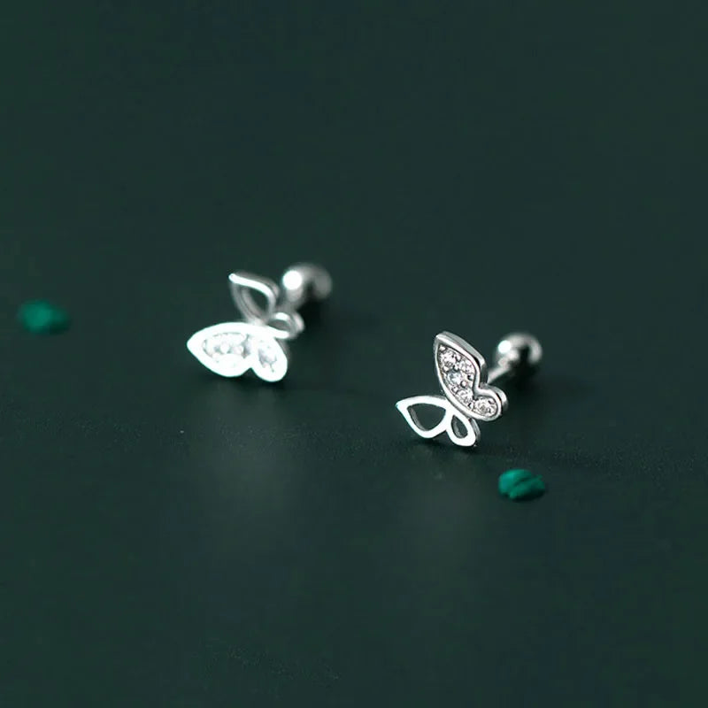 Aretes Mariposa con Zirconia de Rosca