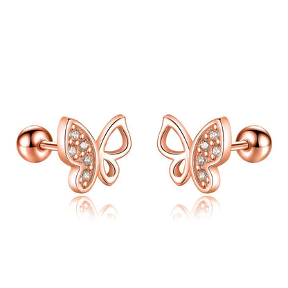 Aretes Mariposa con Zirconia de Rosca