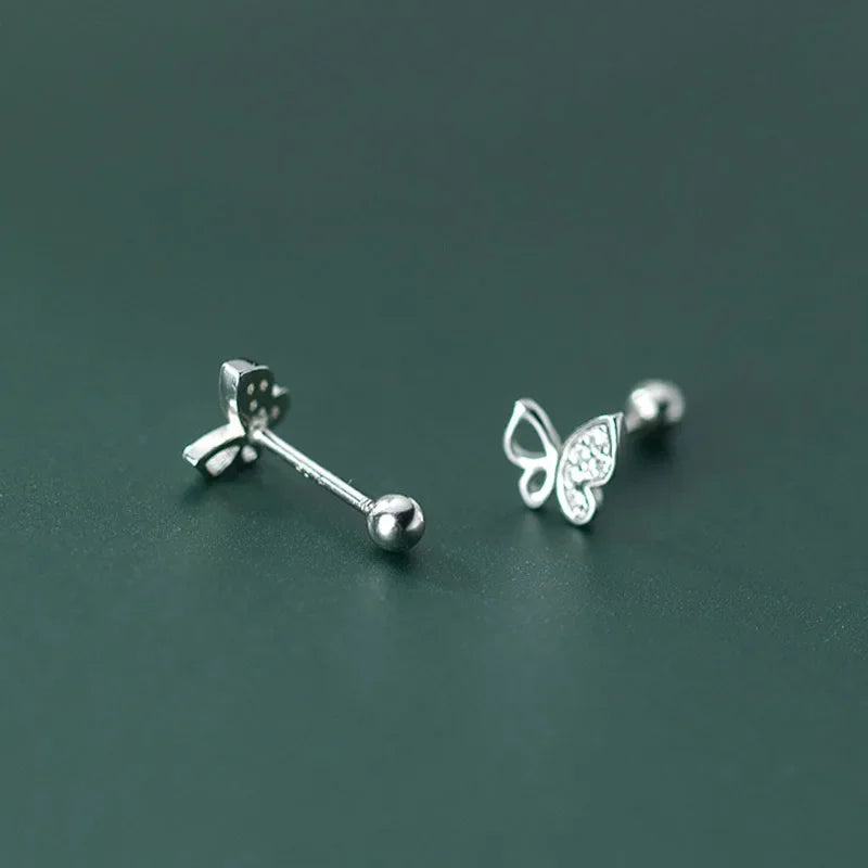 Aretes Mariposa con Zirconia de Rosca