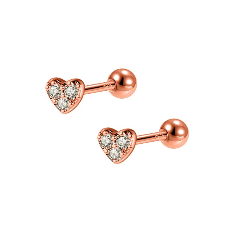 Aretes Corazón con Zirconia de Rosca
