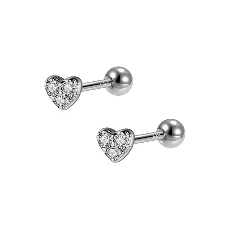 Aretes Corazón con Zirconia de Rosca