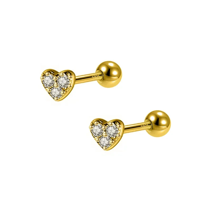 Aretes Corazón con Zirconia de Rosca